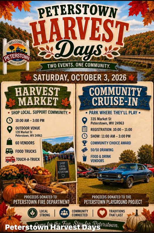 Peterstown Harvest Days - Community Cruise-In flyer