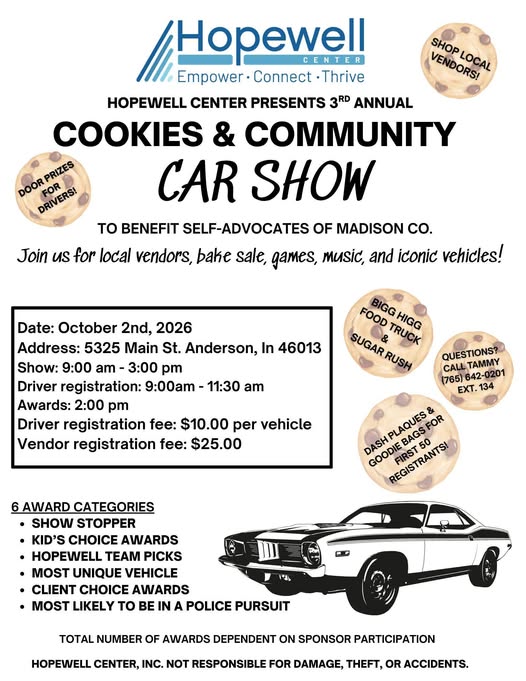 Cookies & Community Car Show flyer