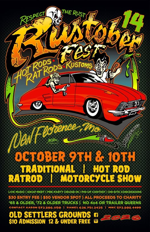 Flyer for Rustoberfest 14 - Hot Rods, Rat Rods & Kustoms