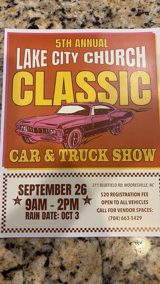 5th Annual Lake City Church Classic Car & Truck Show flyer