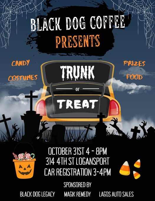 Flyer for Black Dog Coffee Trunk or Treat