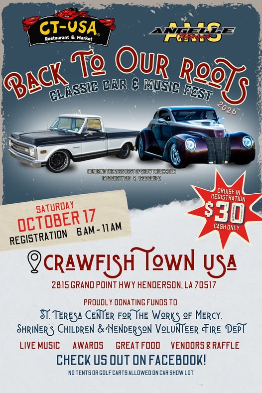 Flyer for Back To Our Roots Classic Car & Music Fest