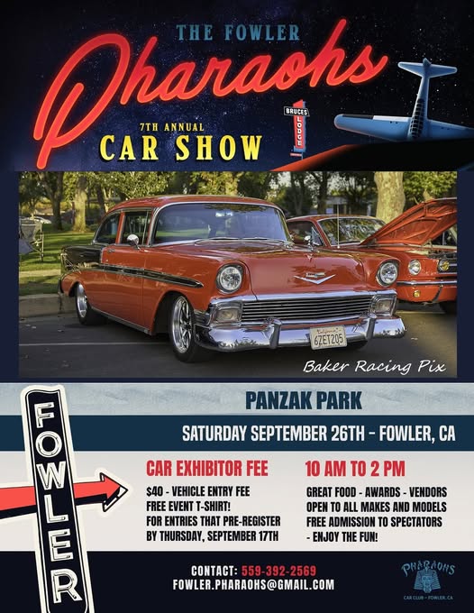 The Fowler Pharaohs 7th Annual Car Show flyer
