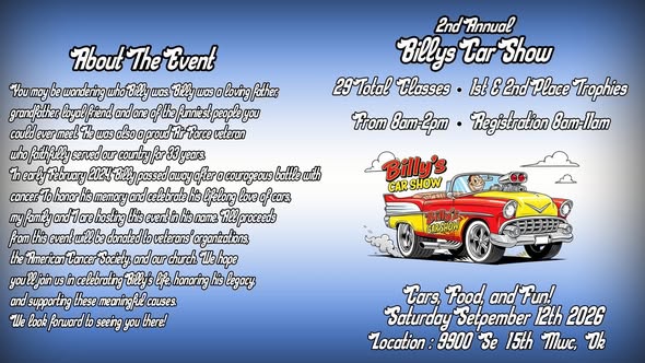 Billy's Car Show flyer