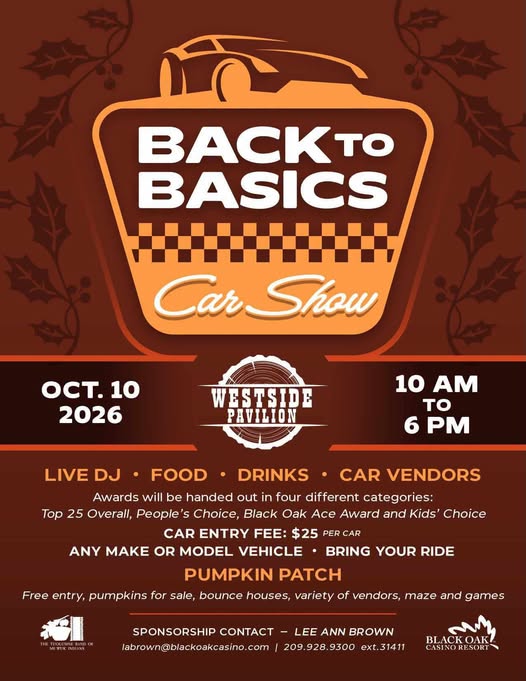 Flyer for Back to Basics Car Show