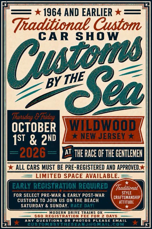 Customs by the Sea - Traditional Custom Car Show flyer