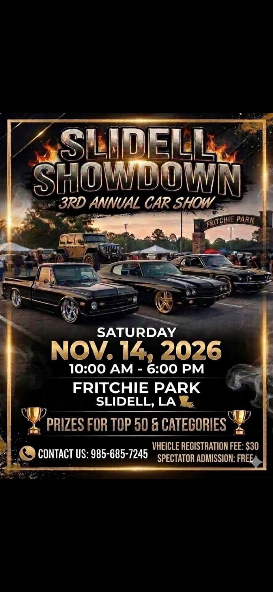 Flyer for Slidell Showdown 3rd Annual Car Show