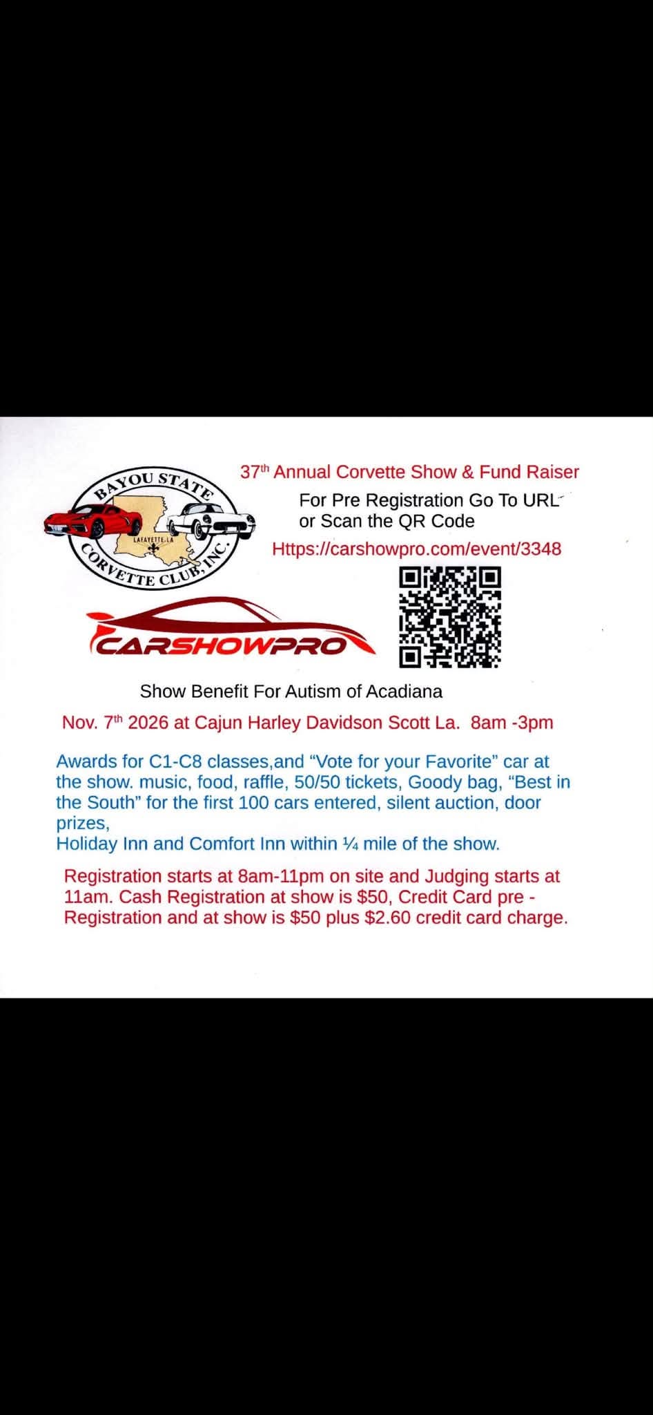 Flyer for 37th Annual Corvette Show & Fund Raiser