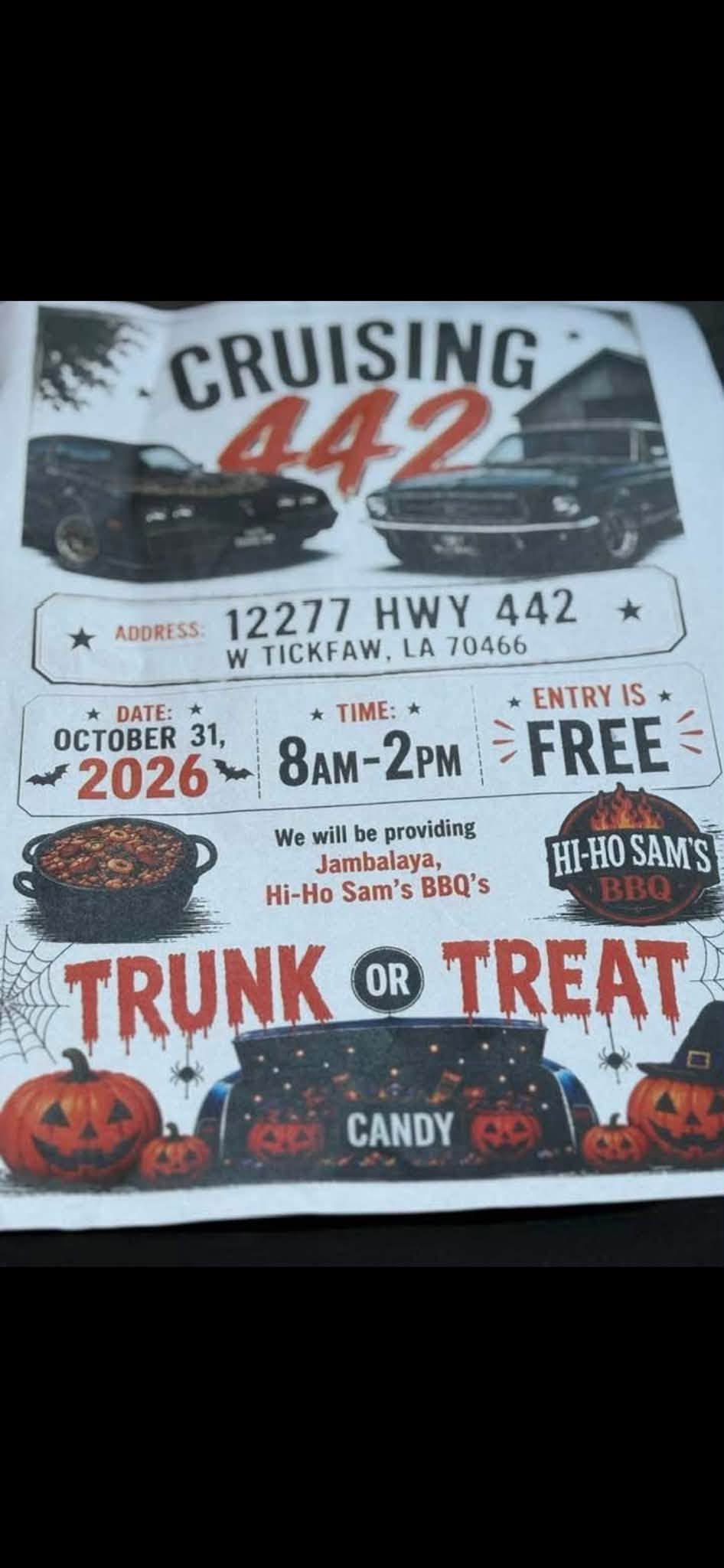 Flyer for Cruising 442 Trunk or Treat