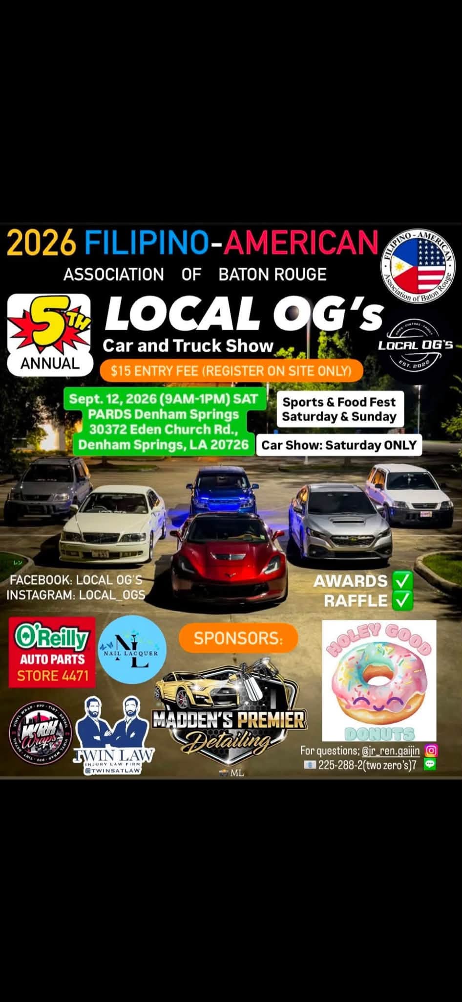 2026 Filipino-American Association of Baton Rouge LOCAL OG's Car and Truck Show flyer