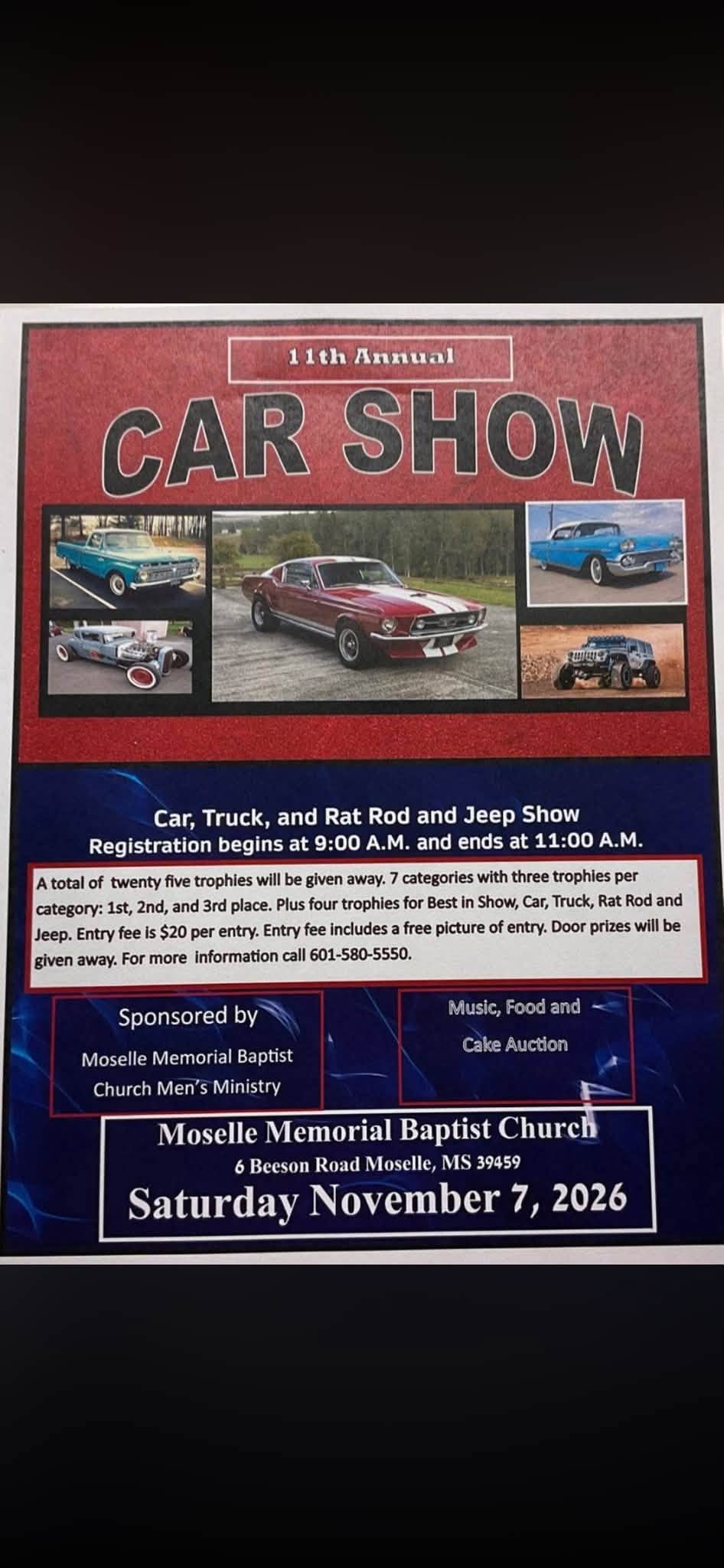 Flyer for 11th Annual Car Show
