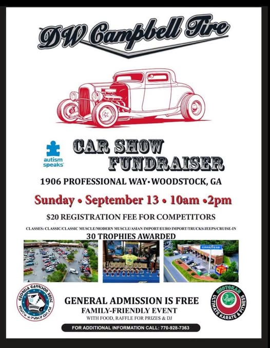 DW Campbell Tire Car Show Fundraiser flyer