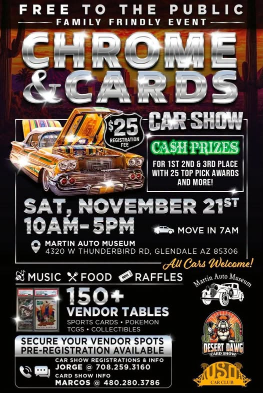Flyer for Chrome & Cards Car Show