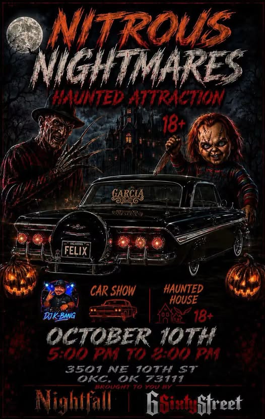 Flyer for Nitrous Nightmares Haunted Attraction