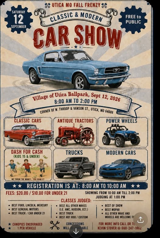 Utica Mo Fall Frenzy Classic & Modern Car Show flyer