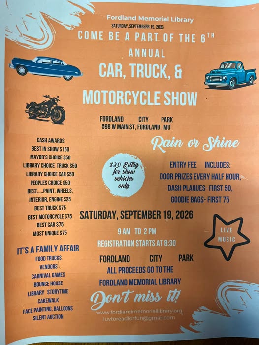 6th Annual Car, Truck, & Motorcycle Show flyer