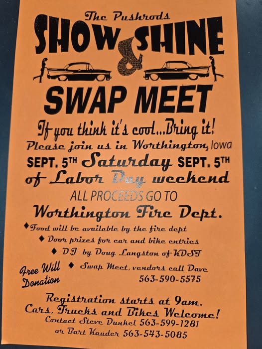 The Pushrods Show and Shine Swap Meet flyer