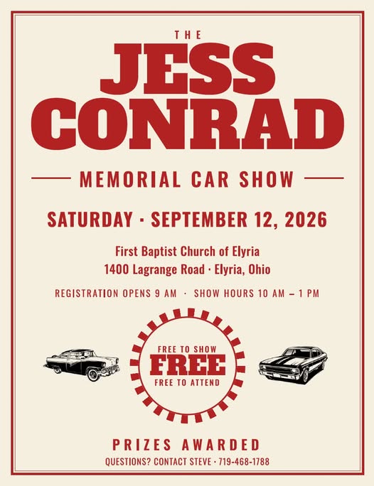 The Jess Conrad Memorial Car Show flyer