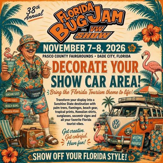 Flyer for 38th Annual Florida Bug Jam with VW Show