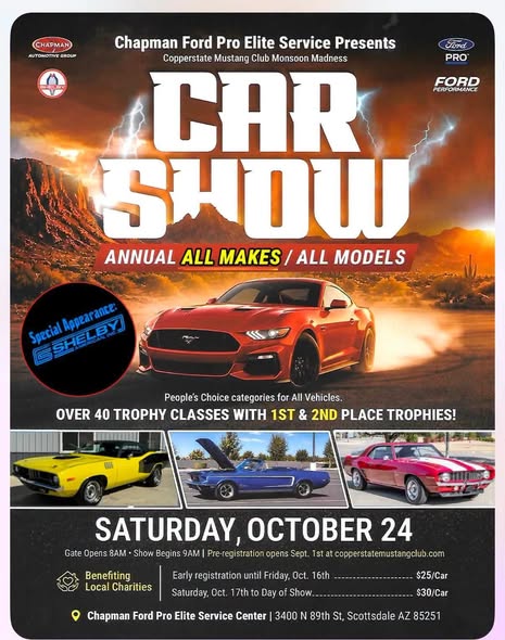 Flyer for Chapman Ford Pro Elite Service Annual All Makes All Models Car Show