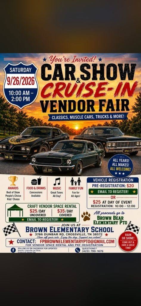 Car Show & Cruise-In Vendor Fair flyer