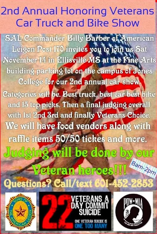 Flyer for 2nd Annual Honoring Veterans Car Truck and Bike Show