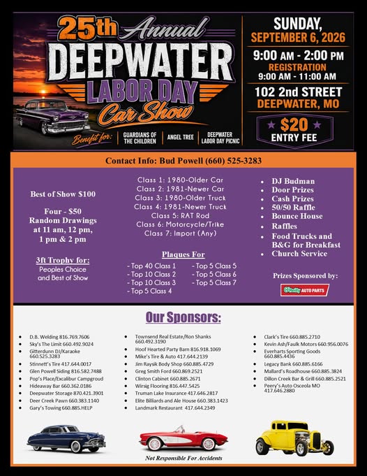 25th Annual Deepwater Labor Day Car Show flyer