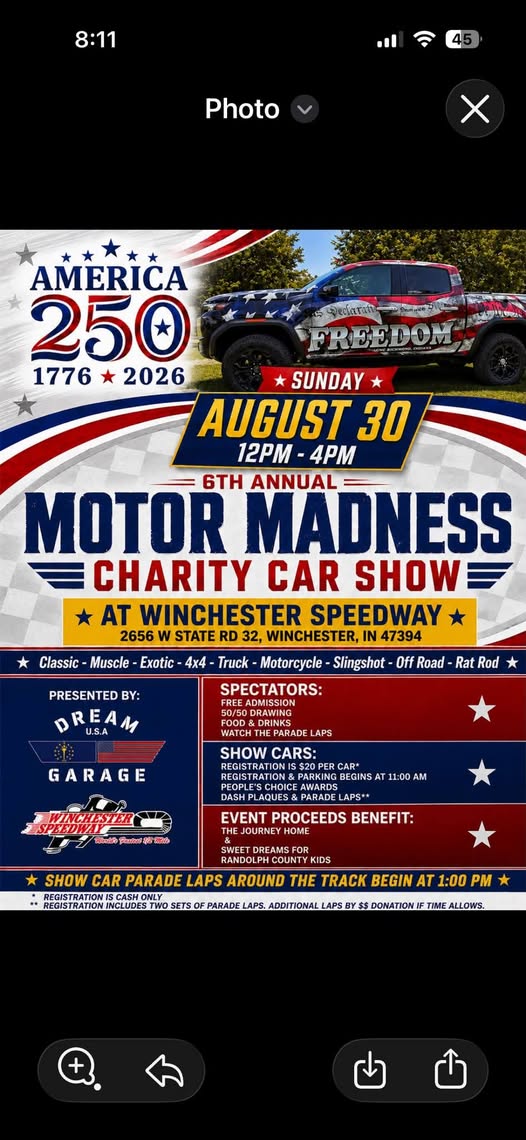 6th Annual Motor Madness Charity Car Show flyer