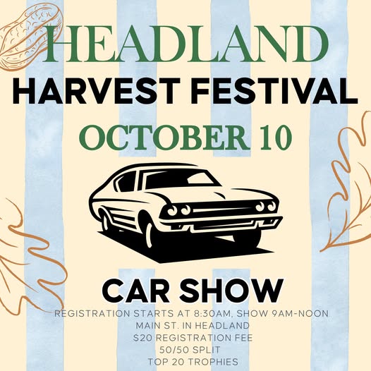 Flyer for Headland Harvest Festival Car Show