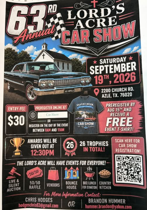 63rd Annual Lord's Acre Car Show flyer