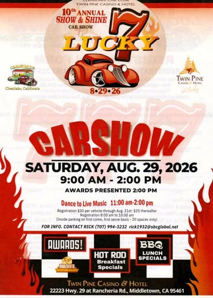 10th Annual Show & Shine Lucky 7 Car Show flyer