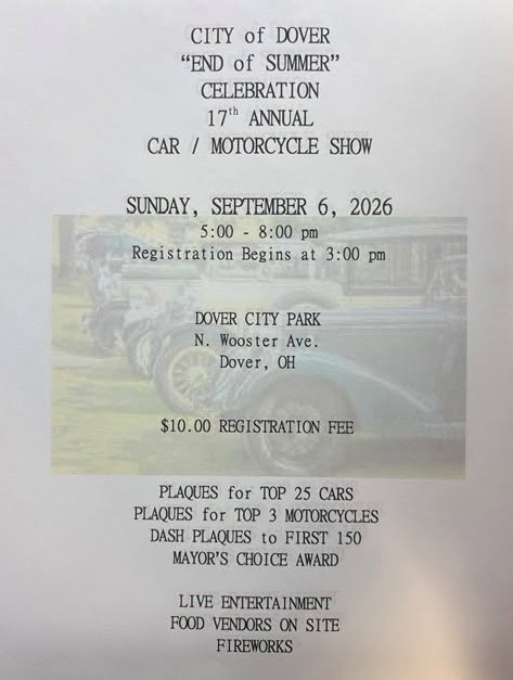 City of Dover End of Summer Celebration 17th Annual Car / Motorcycle Show flyer