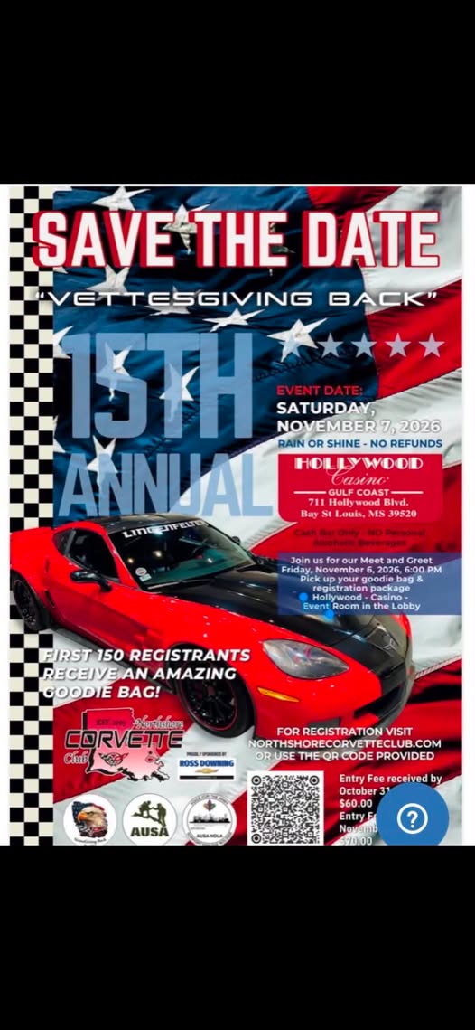 Flyer for 15th Annual Vettes Giving Back