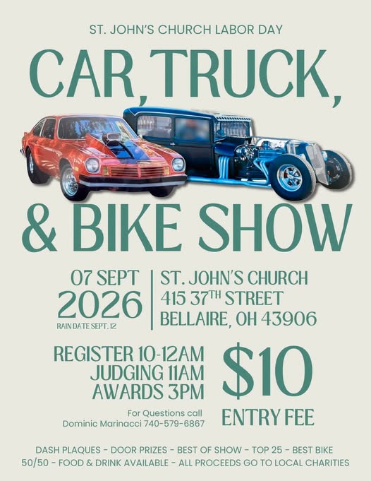 St. John's Church Labor Day Car, Truck, & Bike Show flyer