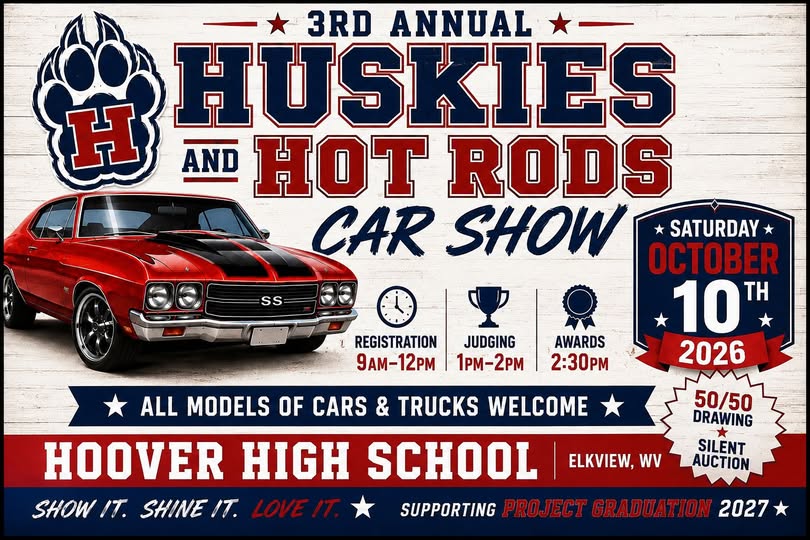 Flyer for 3rd Annual Huskies and Hot Rods Car Show