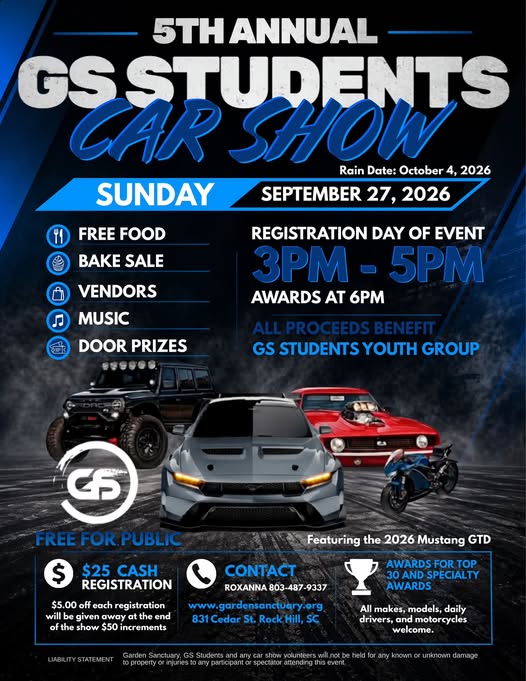 5th Annual GS Students Car Show flyer