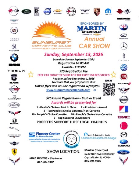 Annual Sunny Hill Sunset Car Club Car Show flyer