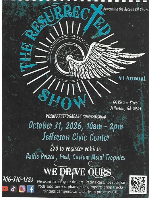 Flyer for The Resurrected Car Show VI Annual