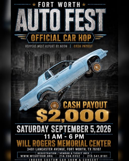 Fort Worth Auto Fest Official Car Hop flyer