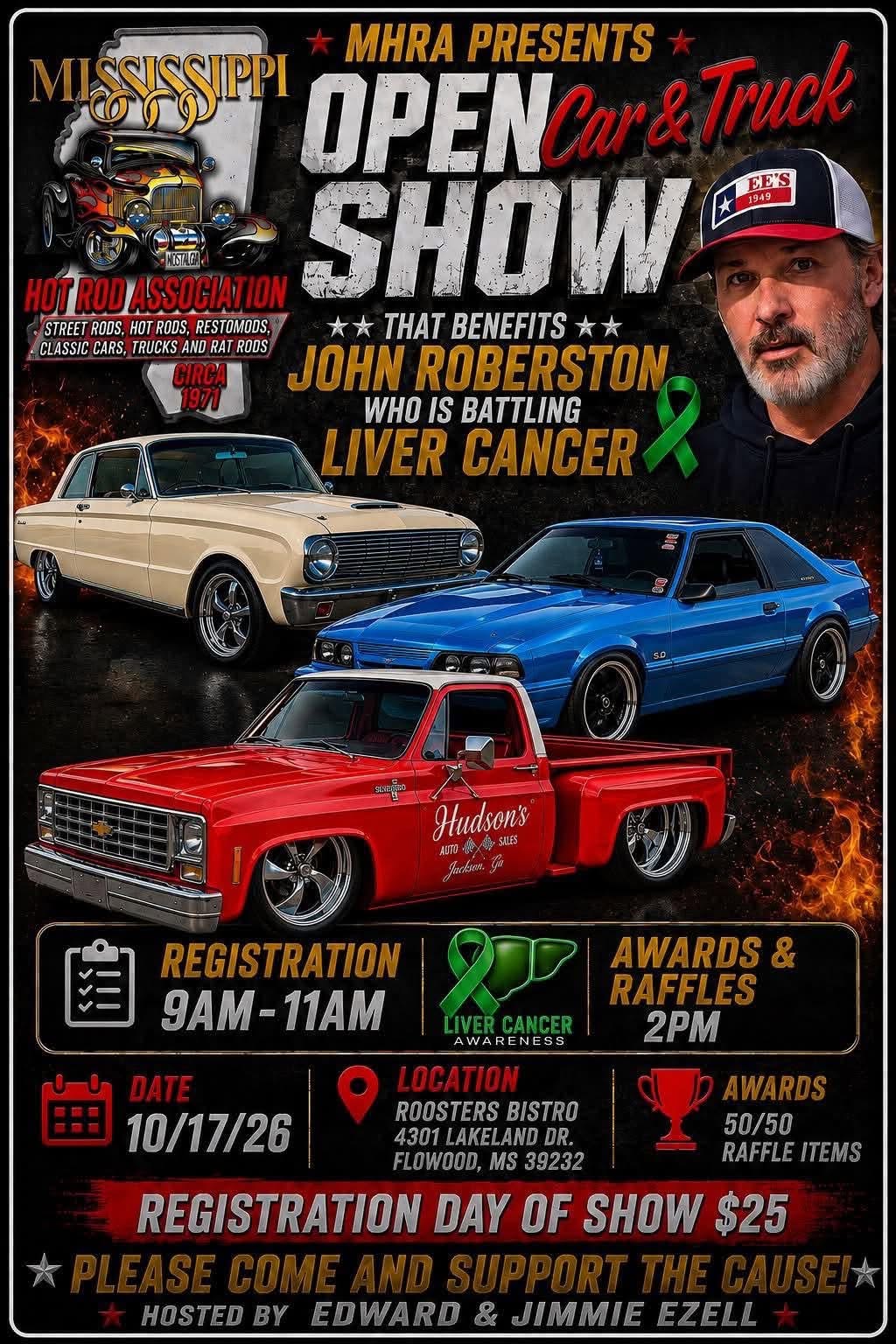 Flyer for MHRA Presents Open Car & Truck Show