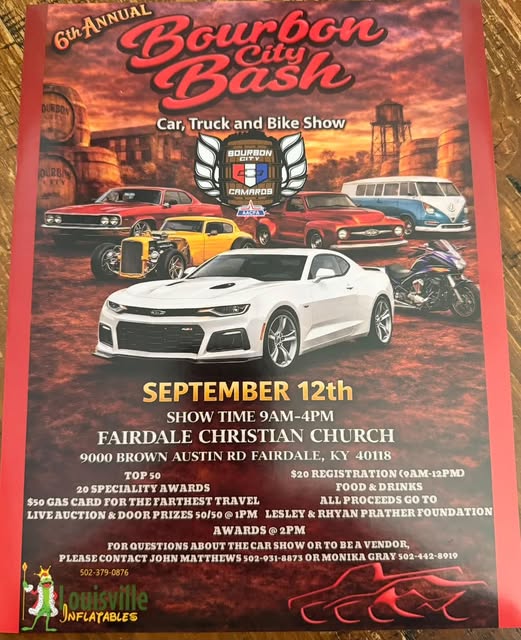 6th Annual Bourbon City Bash Car, Truck and Bike Show flyer