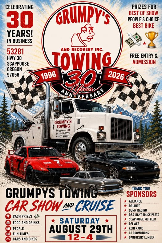 Grumpy's Towing Car Show and Cruise flyer