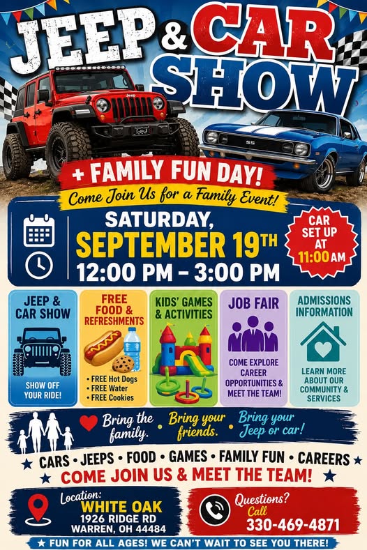 Jeep & Car Show + Family Fun Day flyer