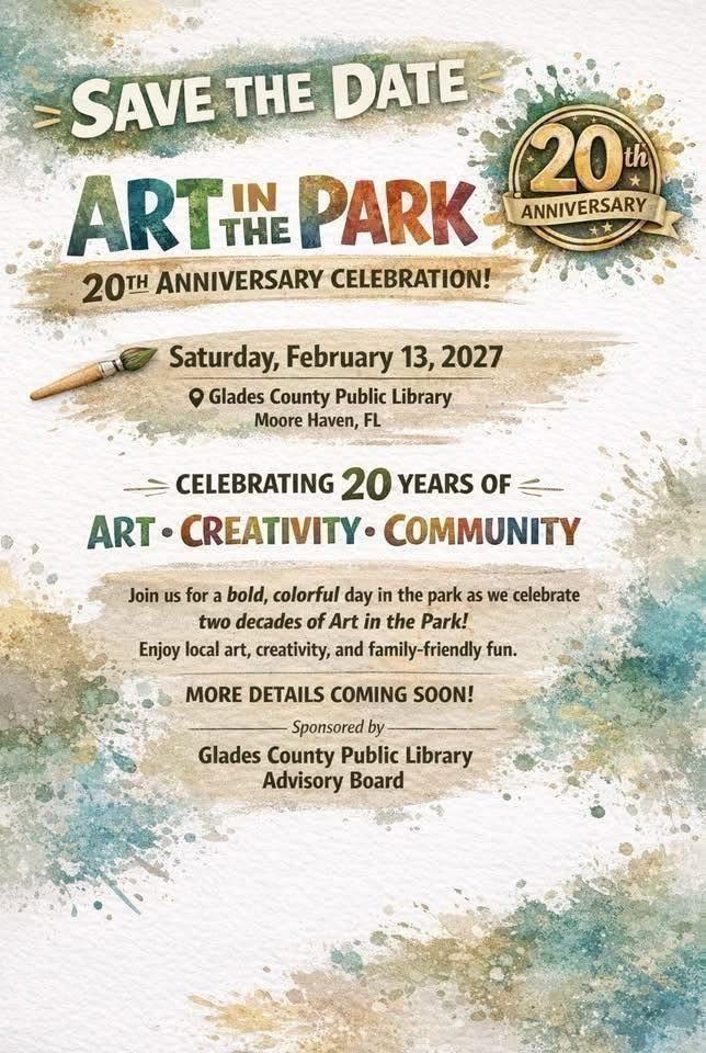 Flyer for Art in the Park 20th Anniversary Celebration