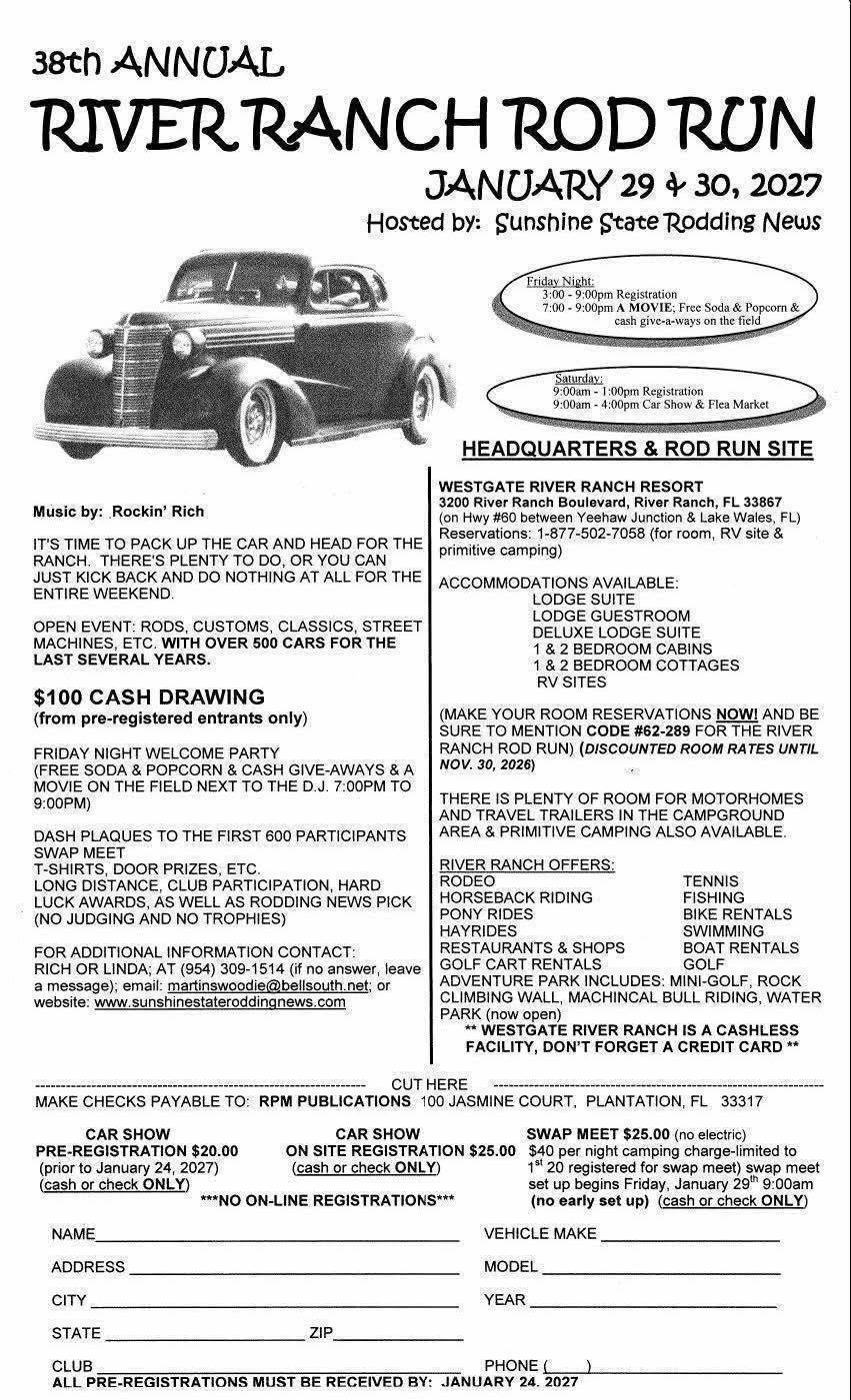 Flyer for 38th Annual River Ranch Rod Run