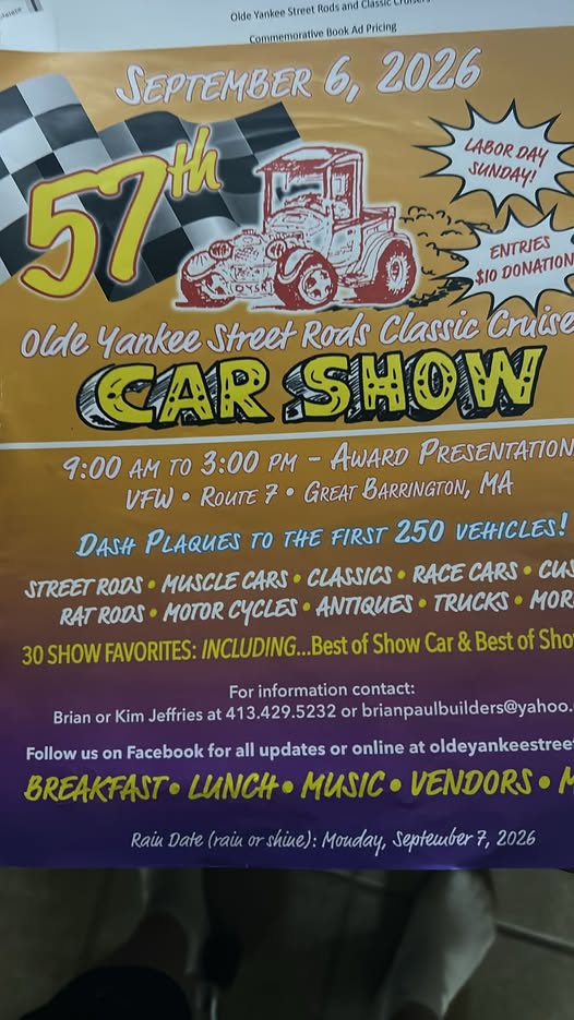 57th Olde Yankee Street Rods Classic Cruise Car Show flyer