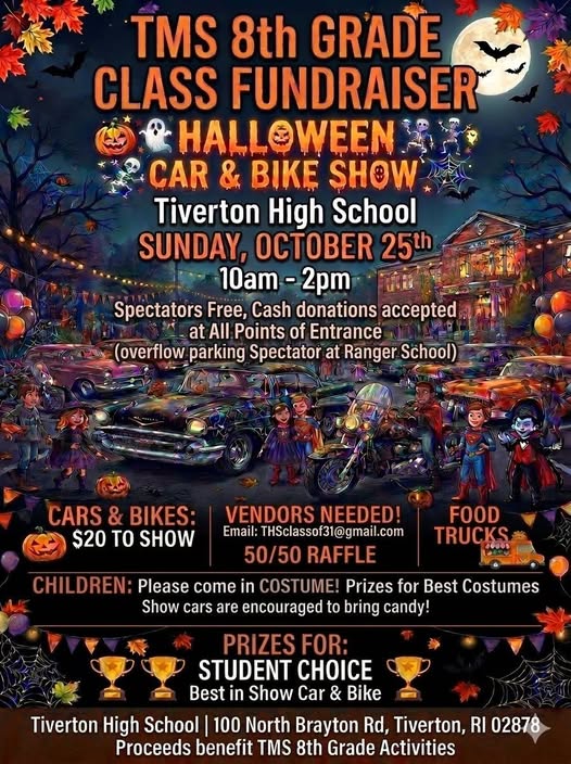 Flyer for TMS 8th Grade Class Fundraiser Halloween Car & Bike Show