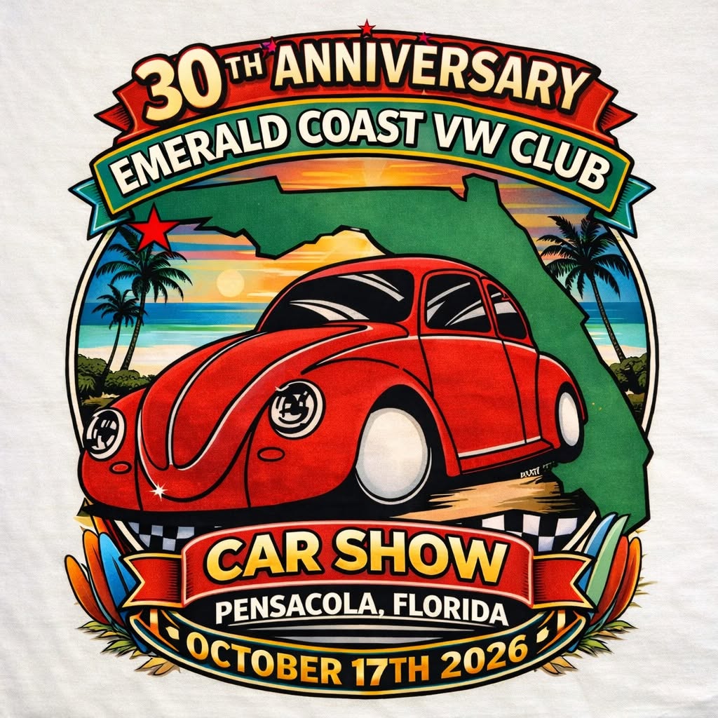 Flyer for 30th Anniversary Emerald Coast VW Club Car Show