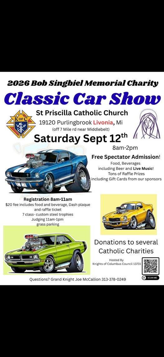 2026 Bob Singbiel Memorial Charity Classic Car Show flyer