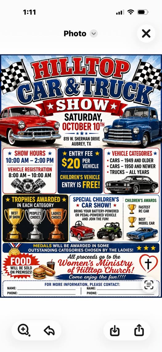 Flyer for Hilltop Car & Truck Show